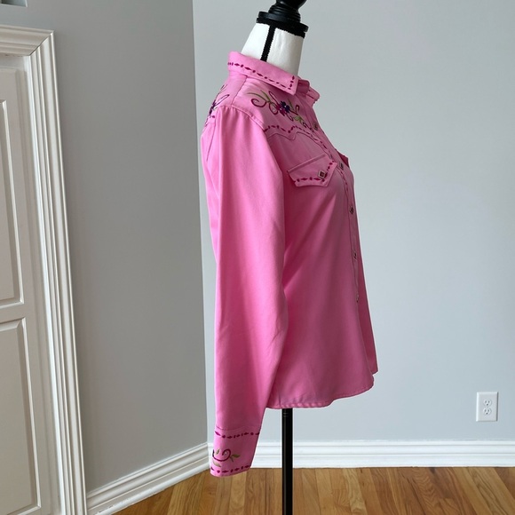 Panhandle Slim Embroidered rhinestones snap front western shirt rodeo barbie S - Picture 9 of 16